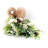 Aranžmá smuteční - hnědé srdce s bílými květy