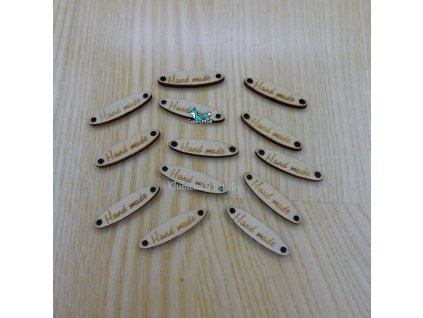 Nášivka Hand made 27x6mm - přírodní