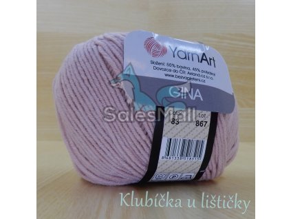 YarnArt Příze Gina / Jeans 83 - světle starorůžová