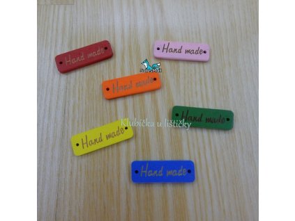 Hand made obdélník dřevěný barevný mix  30x10mm
