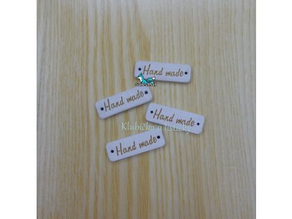 Handmade obdélník dřevěný bílý 30x10mm