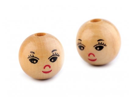 Dřevěný korálek s obličejem 18 mm