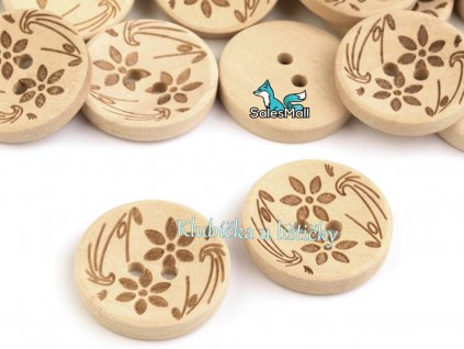 Knoflík dřevěný květ 20mm
