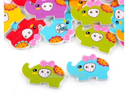 Knoflík dřevěný slon