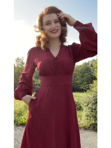 Retro šaty Ava - vínově červené
