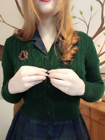Pletený kardigan do pasu - Emerald