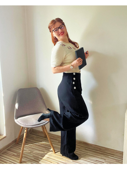 Elegantní široké kalhoty Audrey - černé