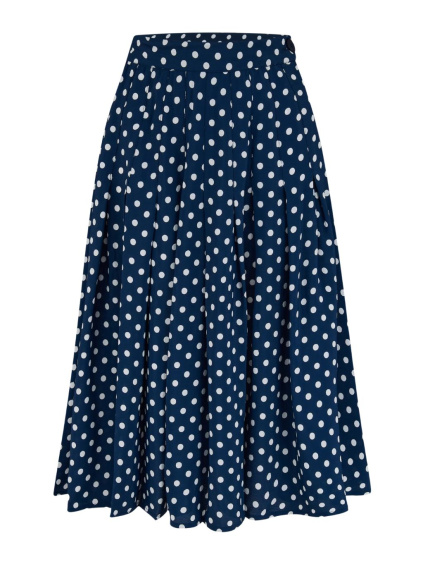 Retro kolová sukně se sklady Lucille - Námořnicky modrá s puntíky