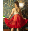 Tylová spodnička Sandra - Červená dlouhá