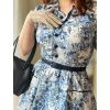 Košilové midi šaty ve stylu 40. let Mabel - Navy Big Ben