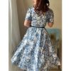 Košilové midi šaty ve stylu 40. let Mabel - Navy Big Ben