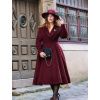 Retro vlněný kabát 1950s - Burgundy