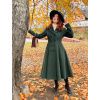 Dvouřadý vlněný retro kabát - Dark Green
