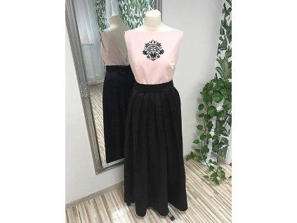 Ružovo - čierne šaty s vyšívaným vzorom