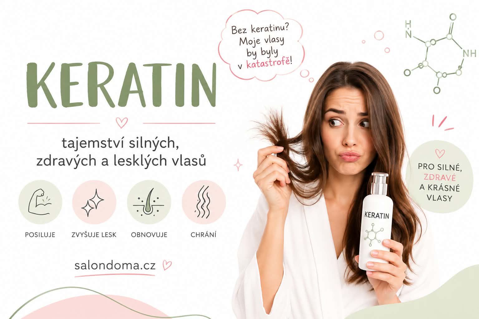 🌸 Keratin – tajemství silných, zdravých a lesklých vlasů. Co opravdu umí a komu pomůže?