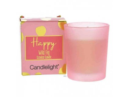 Candlelight Vonná votivní svíčka ve skleničce a dárkové krabičce Happy Wild Fig