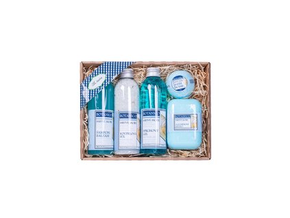 BOTANICO Dárková sada Mrtvé moře Koupelová sůl 200 g, šampon/balzám 200 ml, sprchový gel 200 ml, balistik do koupele 50 g, glycerínové mýdlo 200 g 5 ks