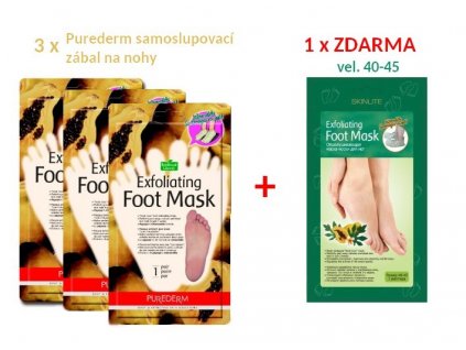 Purederm Exfoliační maska na nohy Akce 3 + 1 ZDARMA, 4 ks