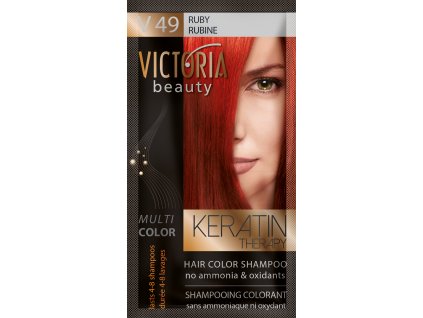 Victoria Beauty Keratin Therapy Tónovací šampon na vlasy V 49, Ruby, 4-8 umytí