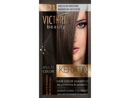Victoria Beauty Keratin Therapy Tónovací šampon na vlasy V 21, Medium brown, 4-8 umytí