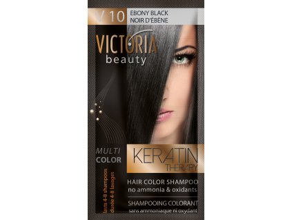 Victoria Beauty Keratin Therapy Tónovací šampon na vlasy V 10, Ebony black, 4-8 umytí