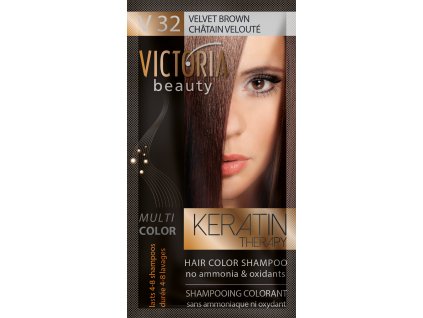 Victoria Beauty Keratin Therapy Tónovací šampon na vlasy V 32, Velvet brown, 4-8 umytí