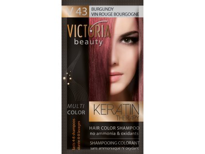 Victoria Beauty Keratin Therapy Tónovací šampon na vlasy V 43, Burgundy, 4-8 umytí