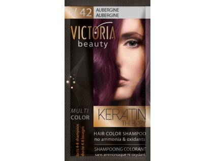 Victoria Beauty Keratin Therapy Tónovací šampon na vlasy V 42, Aubergine, 4-8 umytí