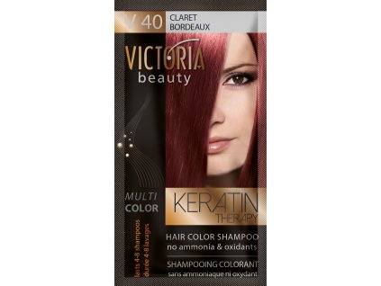 Victoria Beauty Keratin Therapy Tónovací šampon na vlasy V 40, Claret, 4-8 umytí