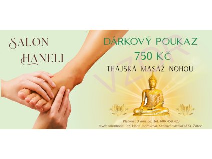 v zelená Thajská masáž nohou 750 Kč Dárkový poukaz Pedikúra Žatec Salon Haneli