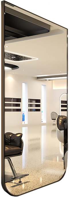 Kadeřnické zrcadlo 075 s LED osvětlením hliníkový černý rám 150x90 PRO – fotografie 2