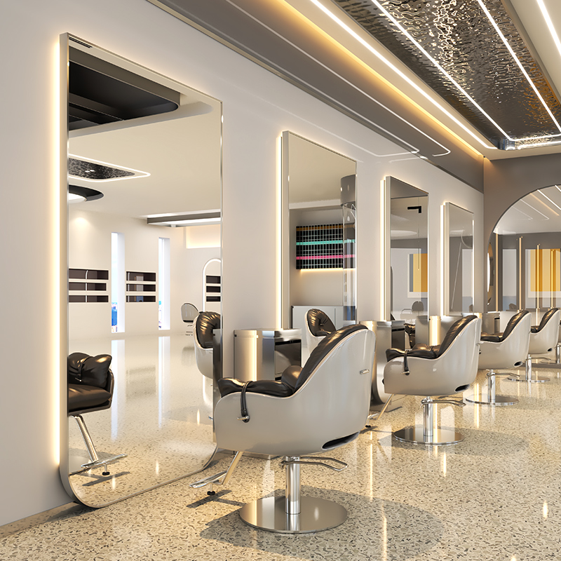 Kadeřnické zrcadlo 075 s LED osvětlením hliníkový stříbrný rám 150x90 PRO – fotografie 1