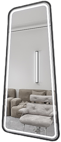 Kadeřnické zrcadlo 080 s LED osvětlením hliníkový černý rám 180x80 STD – fotografie 2