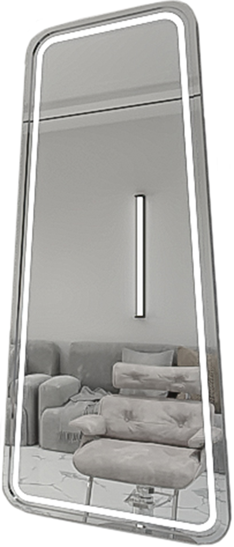 Kadeřnické zrcadlo 080 s LED osvětlením hliníkový stříbrný rám 180x80 STD – fotografie 2