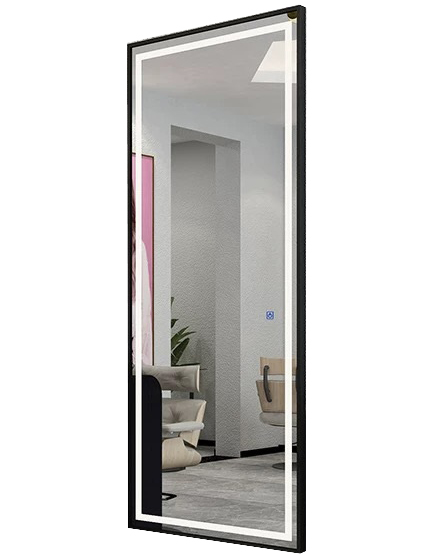 Kadeřnické zrcadlo 70-3 s LED osvětlením, hliníkový černý rám 180x70 PRO – fotografie 2