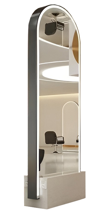Kadeřnické zrcadlo K35 s LED osvětlením, hliníkový černý rám, 200x80 PRO, oboustranné – fotografie 2