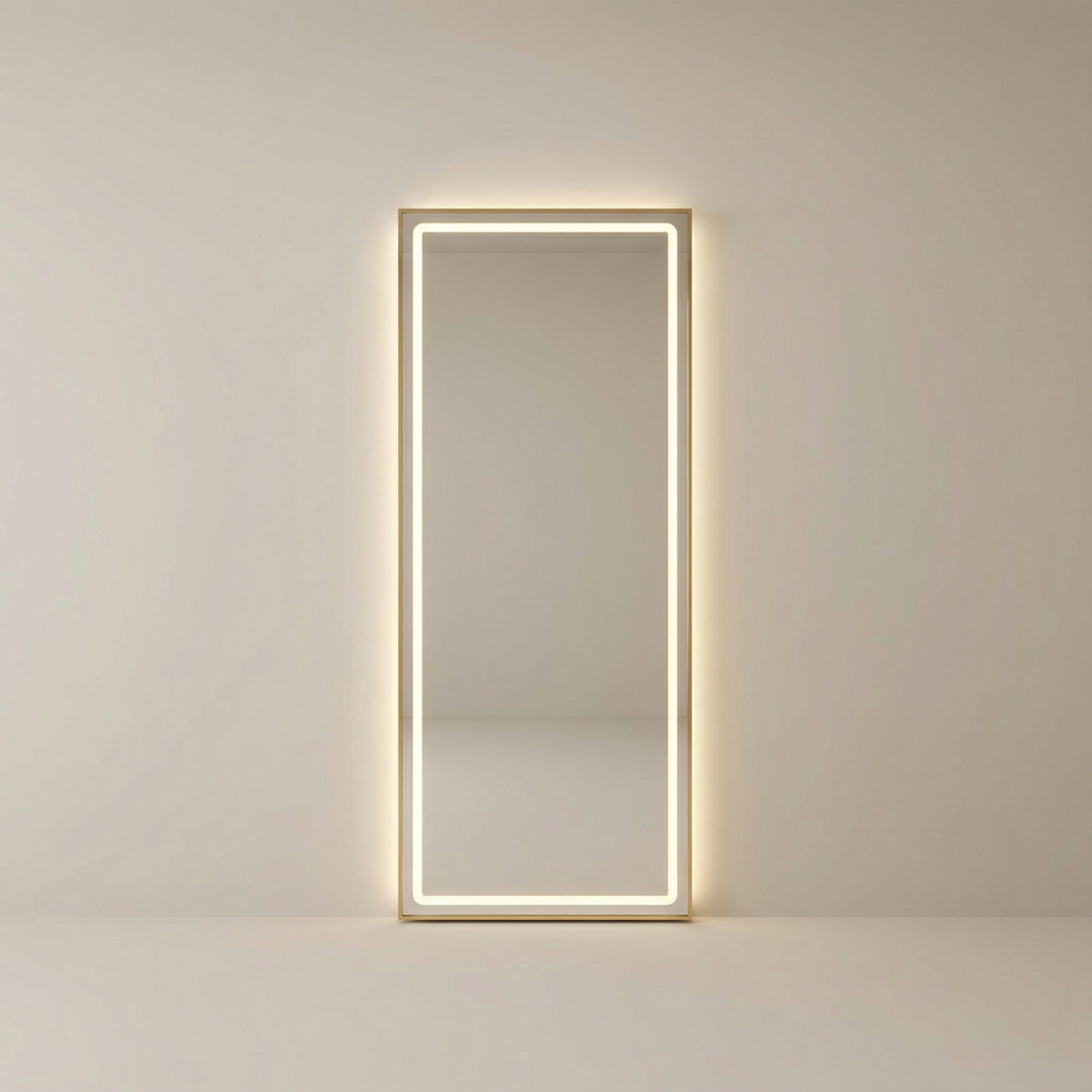 Kadeřnické zrcadlo s LED osvětlením, hliníkový zlatý rám 170x70 PRO obdélník – fotografie 2