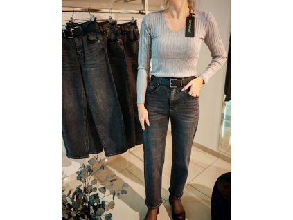 Šedočerné džíny ballon střih - moderní volnější střih