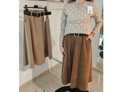 Manšestrová áčková sukně s opaskem