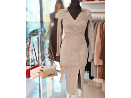 Úpletové šedé šaty