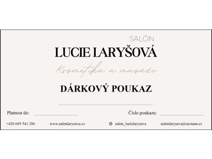 Dárkový poukaz Salón Lucie Laryšová