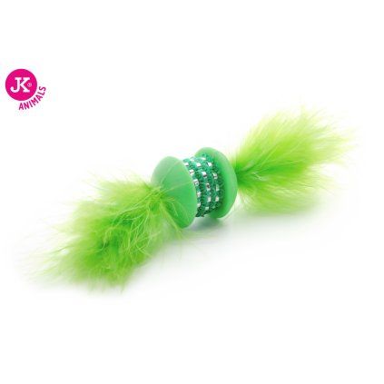 JK Animals hračka pro kočku váleček s peřím 17 cm