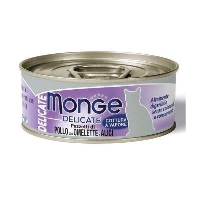 MONGE Delicate tuňák a ančovičky - konzerva pro kočky 80g