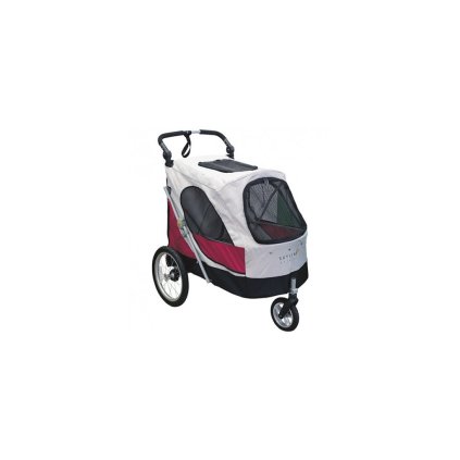 Kočárek pro psy PetStro AVENTURA XL - SKYLINE do 45 kg (červeno-šedá)