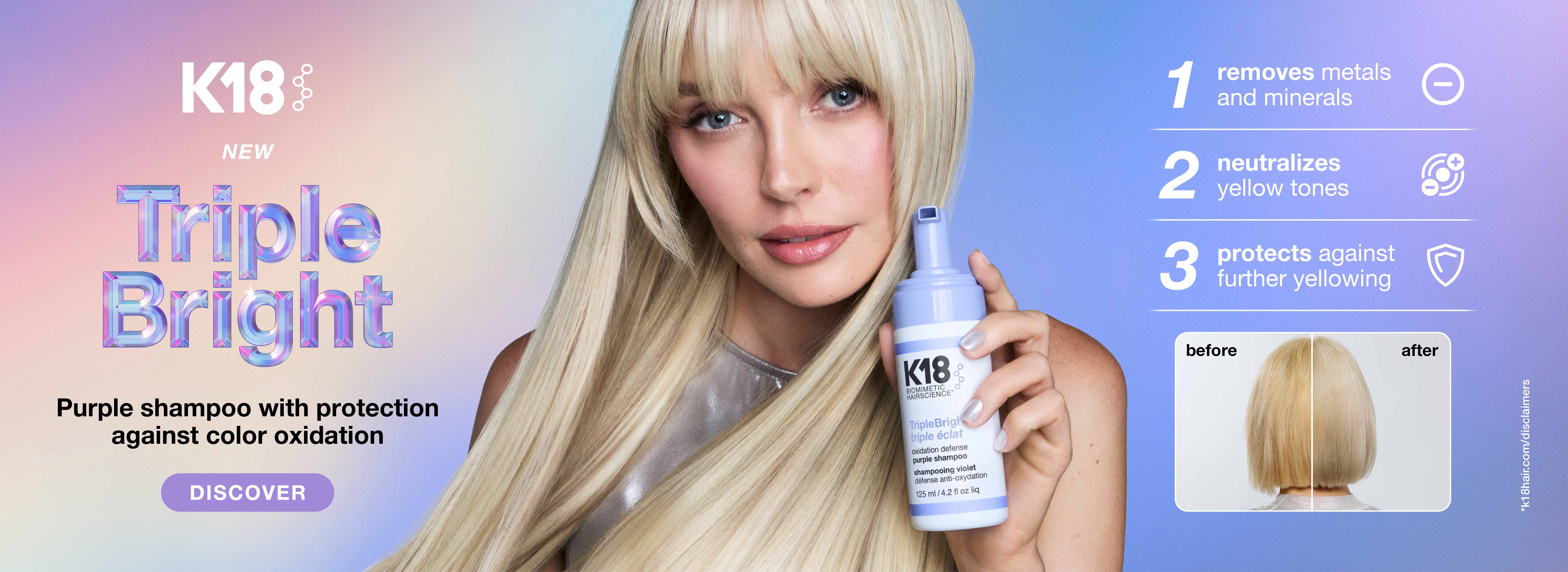 New TripleBright Purple Shampoo by K18 Hair
