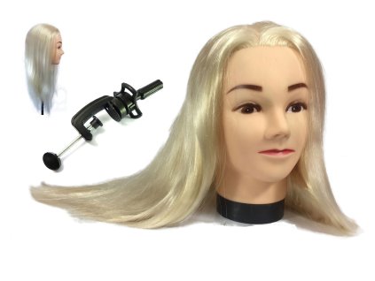 Tréninková kadeřnická hlava Anna 55 cm blond, syntetické vlasy