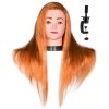 Tréninková kadeřnická hlava zrzavá 55 cm blond, syntetické vlasy