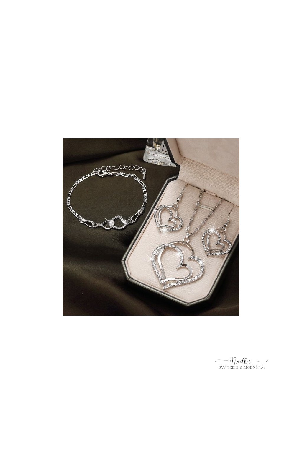 Dvojité srdce se třpytivými zirkony