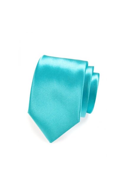 Tyrkysová pánská kravata ze saténu
