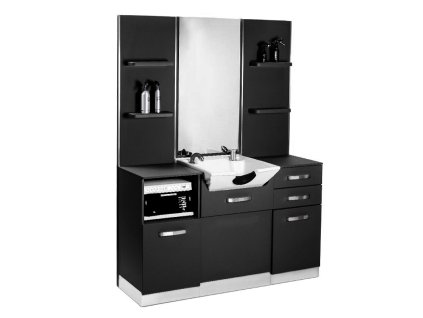 Kadeřnický konzolový systém Gabbiano s umyvadlem B085W černý